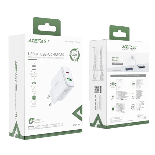 Acefast hálózati töltő adapter USB Type-C / USB 20W PPS PD QC3.0 AFC FCP fehér - 9
