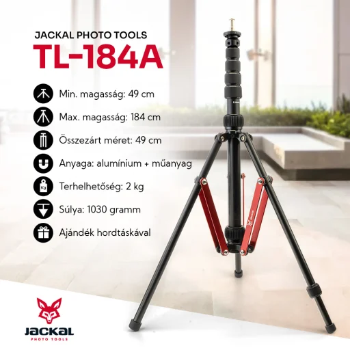 Jackal TL-184A lámpatartó állvány, tripod (Spigot, 1/4'', 3/8'') - 2