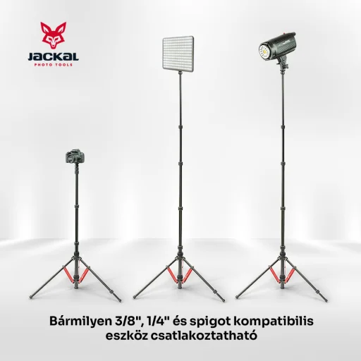 Jackal TL-184A lámpatartó állvány, tripod (Spigot, 1/4'', 3/8'') - 3
