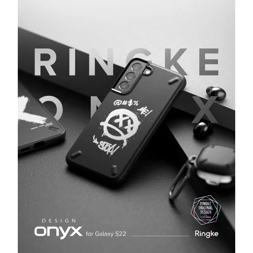 Samsung S22+ Plus Ringke Onyx Design tok fekete Graffiti - 3