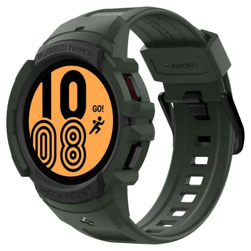 Samsung Galaxy Watch 4 44mm Spigen Rugged Armor Pro szíj és tok Military Green - 1