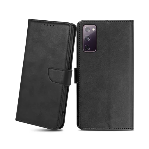 Samsung S20 FE mágneses PU bőr fliptok kártyatartóval fekete Alphajack - 1