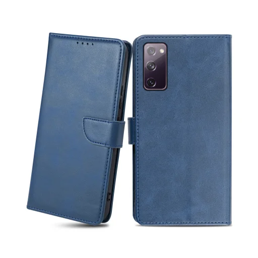 Samsung S20 FE mágneses PU bőr fliptok kártyatartóval kék Alphajack - 1