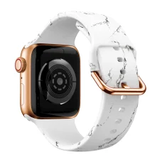 Apple Watch 38/40/41mm szilikon óraszíj fehér márvány mintás Alphajack