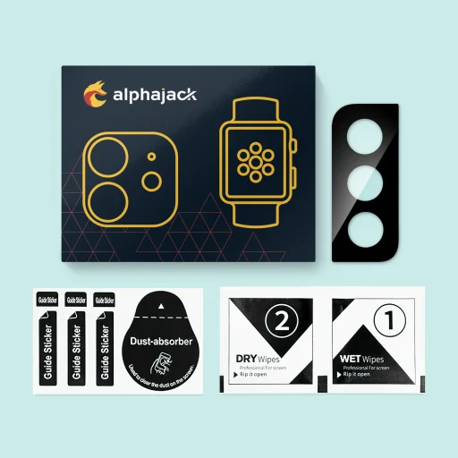 Samsung Galaxy S21 kamera lencse védő üvegfólia fekete Alphajack 1db - 2