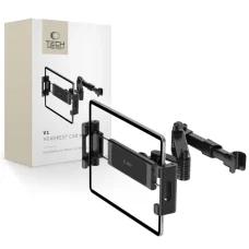 Tech-Protect állítható hosszúságú autós telefontartó, fejtámlára rögzíthető fekete