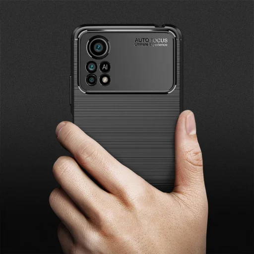 Xiaomi Poco X4 Pro 5G Tech-Protect carbon mintájú TPU tok fekete - 7
