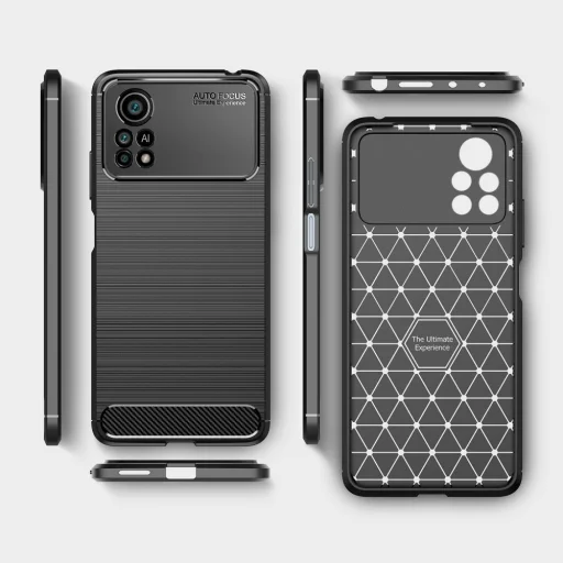 Xiaomi Poco X4 Pro 5G Tech-Protect carbon mintájú TPU tok fekete - 8