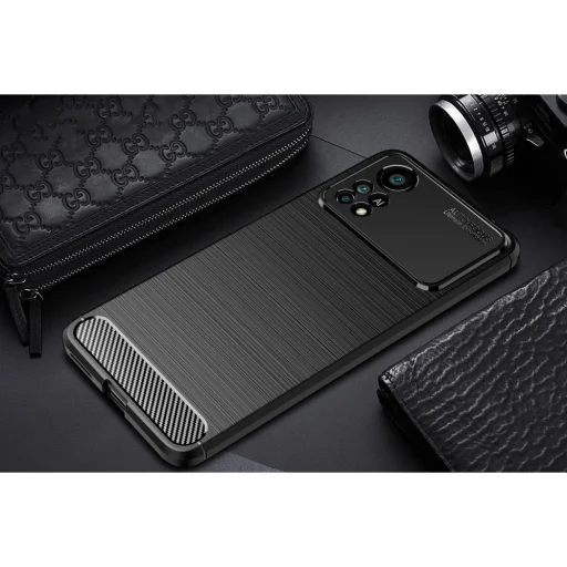 Xiaomi Poco X4 Pro 5G Tech-Protect carbon mintájú TPU tok fekete - 3