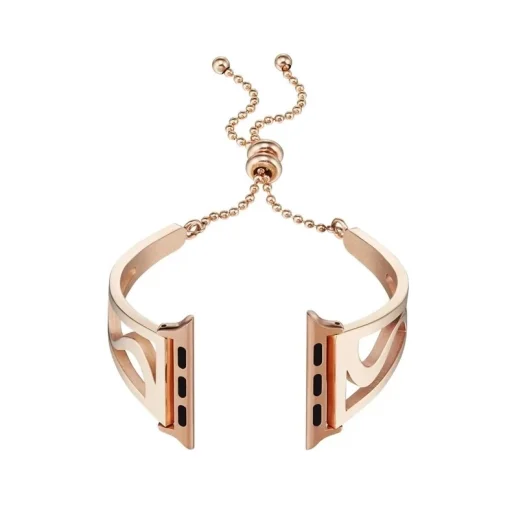 Apple Watch 3/4/5/6/7/8/SE (38/40/41mm) karkötő formájú V2 fém óraszíj rose gold színű Alphajack - 4