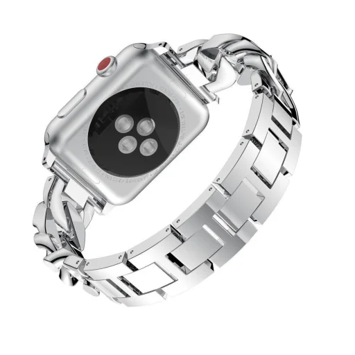 Apple Watch 4/5/6/7/8/SE (38/40/41mm) Luxury V3 fém óraszíj ezüst színű Alphajack - 2