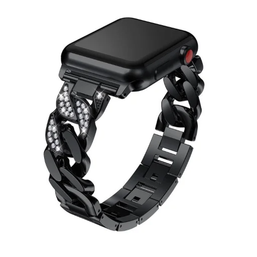 Apple Watch 4/5/6/7/8/SE (38/40/41mm) Luxury V3 fém óraszíj fekete színű Alphajack - 1