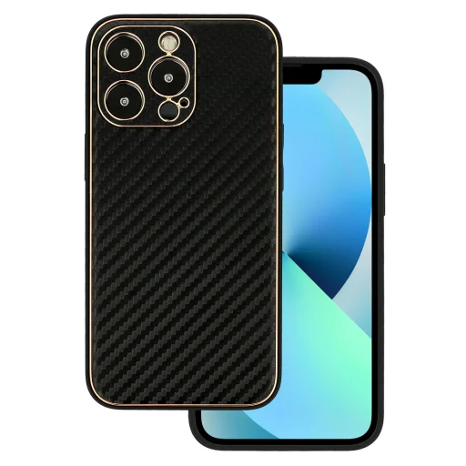 Samsung Galaxy A03S Tel Protect Leather Carbon szénszál mintás tok fekete - 1