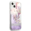 iPhone 13 Pro Guess Liquid Glitter Flower csillámos tok lila