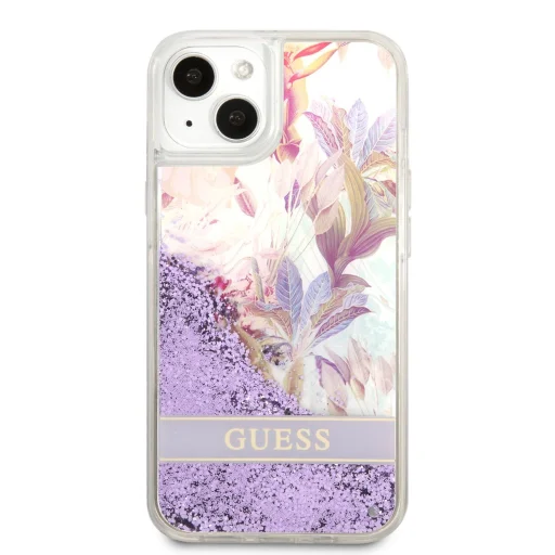 iPhone 13 Mini Guess Liquid Glitter Flower csillámos tok lila - 6