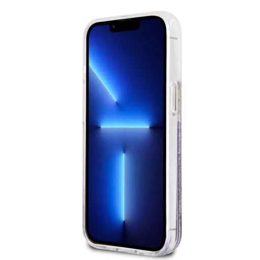 iPhone 13 Mini Guess Liquid Glitter Flower csillámos tok lila - 3