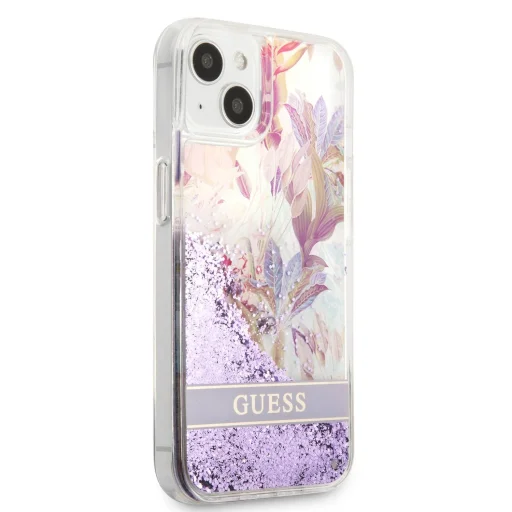 iPhone 13 Mini Guess Liquid Glitter Flower csillámos tok lila - 1