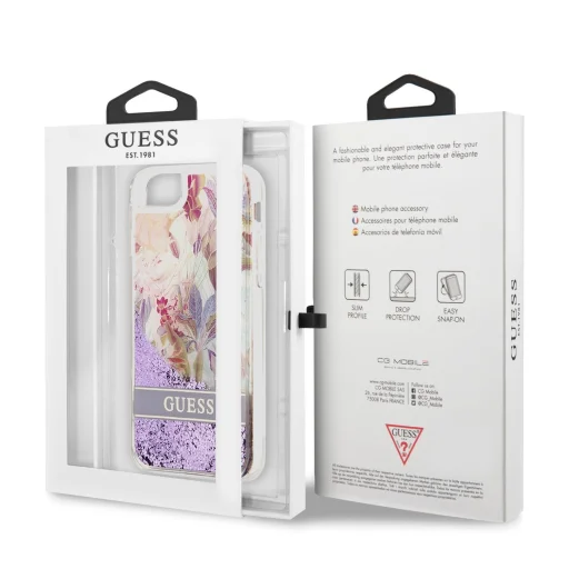 iPhone 7/8/SE 2020/SE 2022 Guess Liquid Glitter Flower csillámos tok lila (GUHCI8LFLSU) - 3