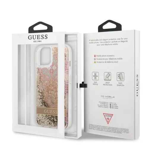 iPhone 7/8/SE 2020/SE 2022 Guess Liquid Glitter Flower csillámos tok arany (GUHCI8LFLSD) - 3
