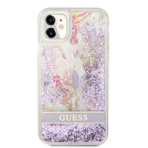 iPhone 11 Guess Liquid Glitter Flower csillámos tok lila (GUHCN61LFLSU) - 3