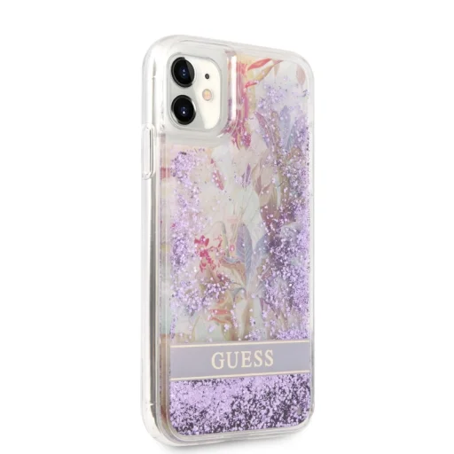 iPhone 11 Guess Liquid Glitter Flower csillámos tok lila (GUHCN61LFLSU) - 4