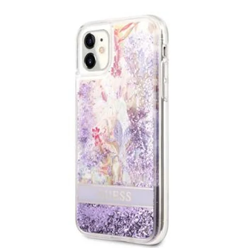 iPhone 11 Guess Liquid Glitter Flower csillámos tok lila (GUHCN61LFLSU) - 1