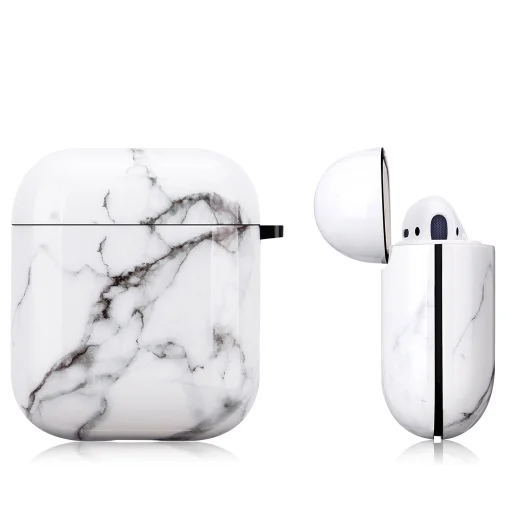 AirPods 1/2 márvány mintás tok fehér Alphajack (AC17) - 2