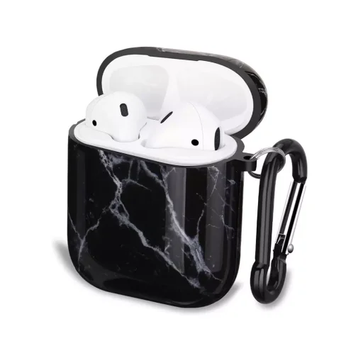 AirPods 1/2 márvány mintás tok fekete Alphajack (AC25) - 2