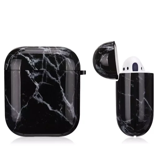 AirPods 1/2 márvány mintás tok fekete Alphajack (AC25) - 3