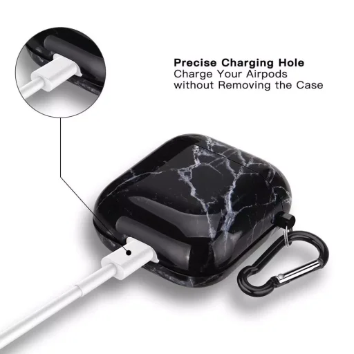 AirPods 1/2 márvány mintás tok fekete Alphajack (AC25) - 4