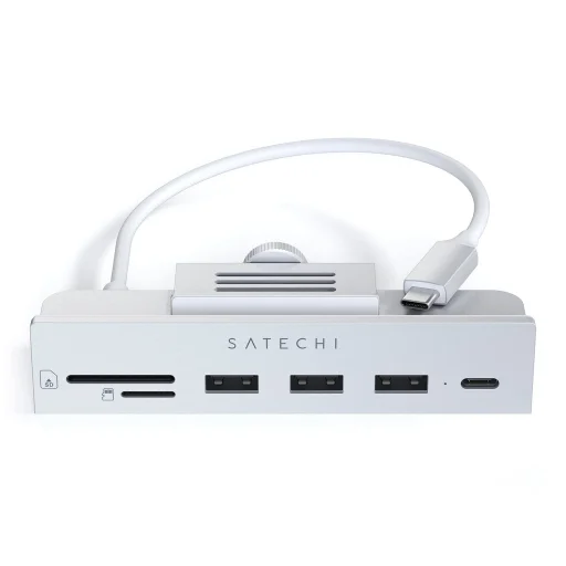 Satechi USB-C Clamp HUB iMac 24'' (2021) / (1x USB-C, 3x USB-A 3.0, 1x microSD, 1x SD kártyaolvasó) - Ezüst - 2