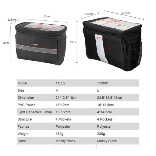 Biciklitáska / kerékpártáska cipzárral, vízálló (SAHOO 112001) hővédővel - 2