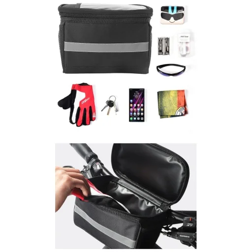 Biciklitáska / kerékpártáska cipzárral 2L fekete (SAHOO 11002) - 3