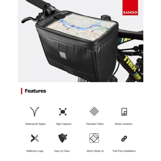Biciklitáska / kerékpártáska cipzárral 2L fekete (SAHOO 112049) - 7