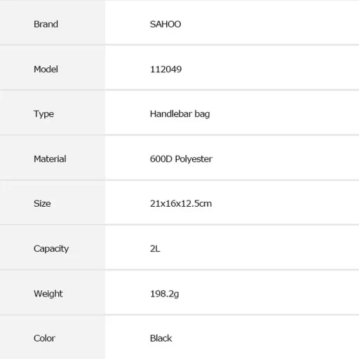 Biciklitáska / kerékpártáska cipzárral 2L fekete (SAHOO 112049) - 8