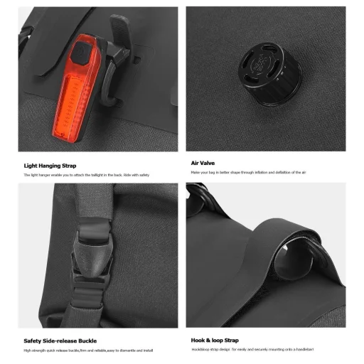 Biciklitáska / kerékpártáska cipzárral 7L fekete (SAHOO 112030) - 5