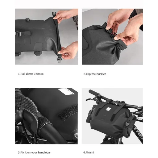 Biciklitáska / kerékpártáska cipzárral 7L fekete (SAHOO 112030) - 8