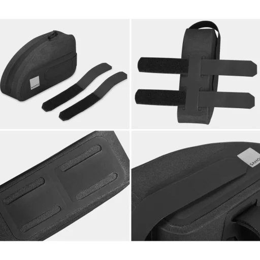 Vázra szerelhető biciklitáska / kerékpártáska cipzárral 0,3L fekete (SAHOO 122035) - 5