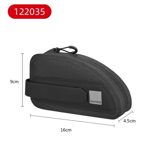 Vázra szerelhető biciklitáska / kerékpártáska cipzárral 0,3L fekete (SAHOO 122035) - 1