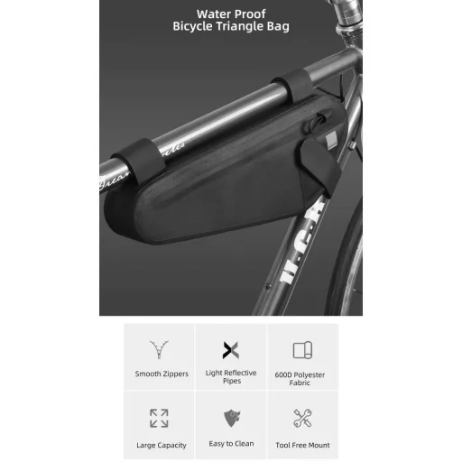 Biciklitáska / kerékpártáska kerékpárváz alá cipzárral 2L (SAHOO 122033) - 2