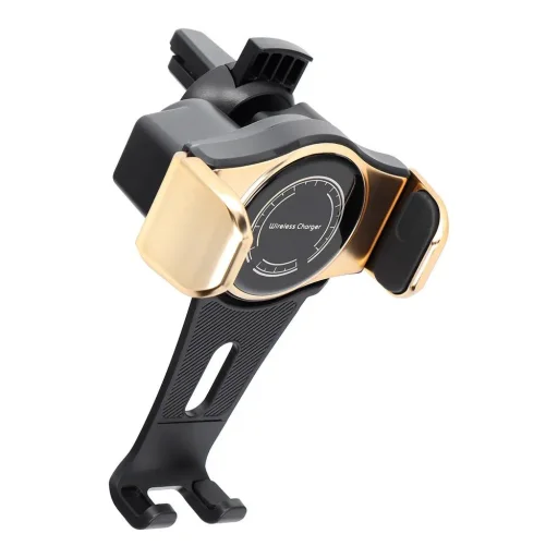 Autós telefontartó T3 automatikus vezeték nélküli töltéssel szellőzőrácsra 15W arany - 2