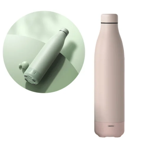 Remax vezeték nélküli bluetooth 5.0 hangszóró termosz bögrével 500ml rózsaszín (RB-M5) - 1