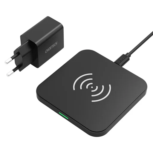 Choetech Qi 10W vezeték nélküli töltőkészlet + QC3.0 18W 3A fali töltő + USB - microUSB kábel 1,2m fekete - 6