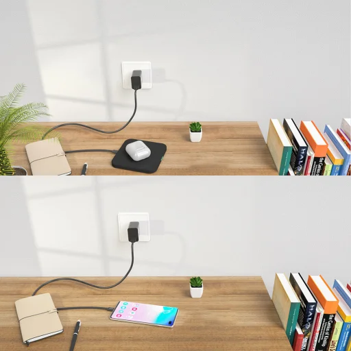 Choetech Qi 10W vezeték nélküli töltőkészlet + QC3.0 18W 3A fali töltő + USB - microUSB kábel 1,2m fekete - 8