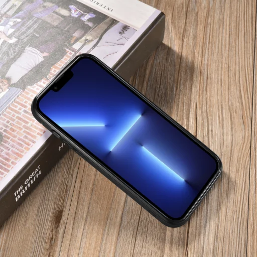 iPhone 13 Pro Max iCarer Oil Wax valódi bőr tok MagSafe kompatibilis barna (ALI1214-BN) - 9