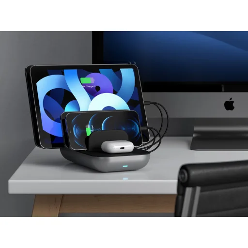 Satechi Dock 5 foglalatos USB dokkoló, töltőállomás (2xUSB-C PD 20 W, 2x USB-A 12W, vezeték nélküli töltő) (ST-WCS5PM-EU) - 5