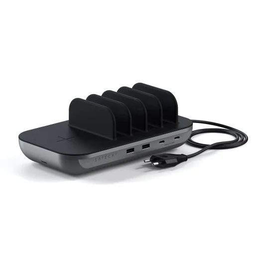 Satechi Dock 5 foglalatos USB dokkoló, töltőállomás (2xUSB-C PD 20 W, 2x USB-A 12W, vezeték nélküli töltő) (ST-WCS5PM-EU) - 2
