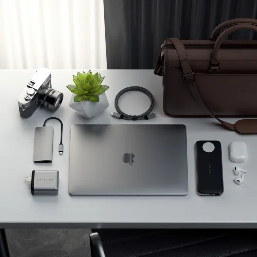 Satechi Dock 5 foglalatos USB dokkoló, töltőállomás (2xUSB-C PD 20 W, 2x USB-A 12W, vezeték nélküli töltő) (ST-WCS5PM-EU) - 3