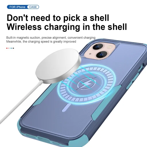 iPhone 13 Pro Max 3 az 1-ben ütésálló MagSafe-kompatibilis mágneses tok rózsaszín Alphajack - 7