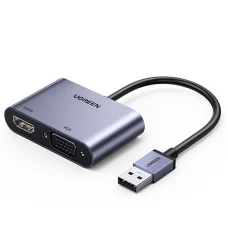 Ugreen USB átalakító adapter - HDMI 1.3 (1920 x 1080 60Hz) + VGA 1.2 (1920 x 1080 60Hz) szürke (CM449)